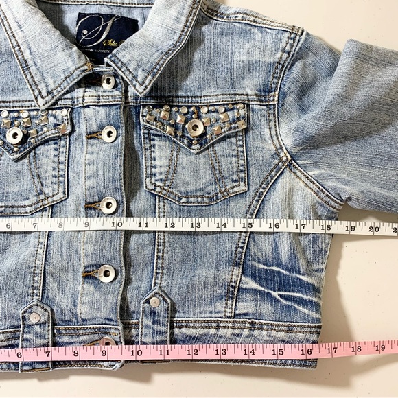 Soho Babe Cropped Jeweled Studded Jean Jacket Medium - Picture 11 of 11